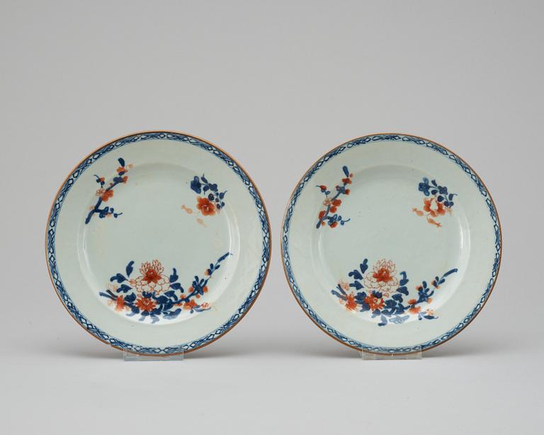 Four early 18th century plates, Qing dynasty.