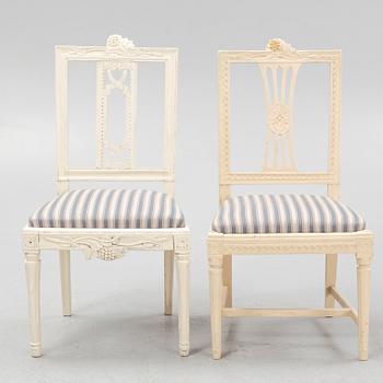 A set of six late Gustavian chairs, Lindome circa 1800.