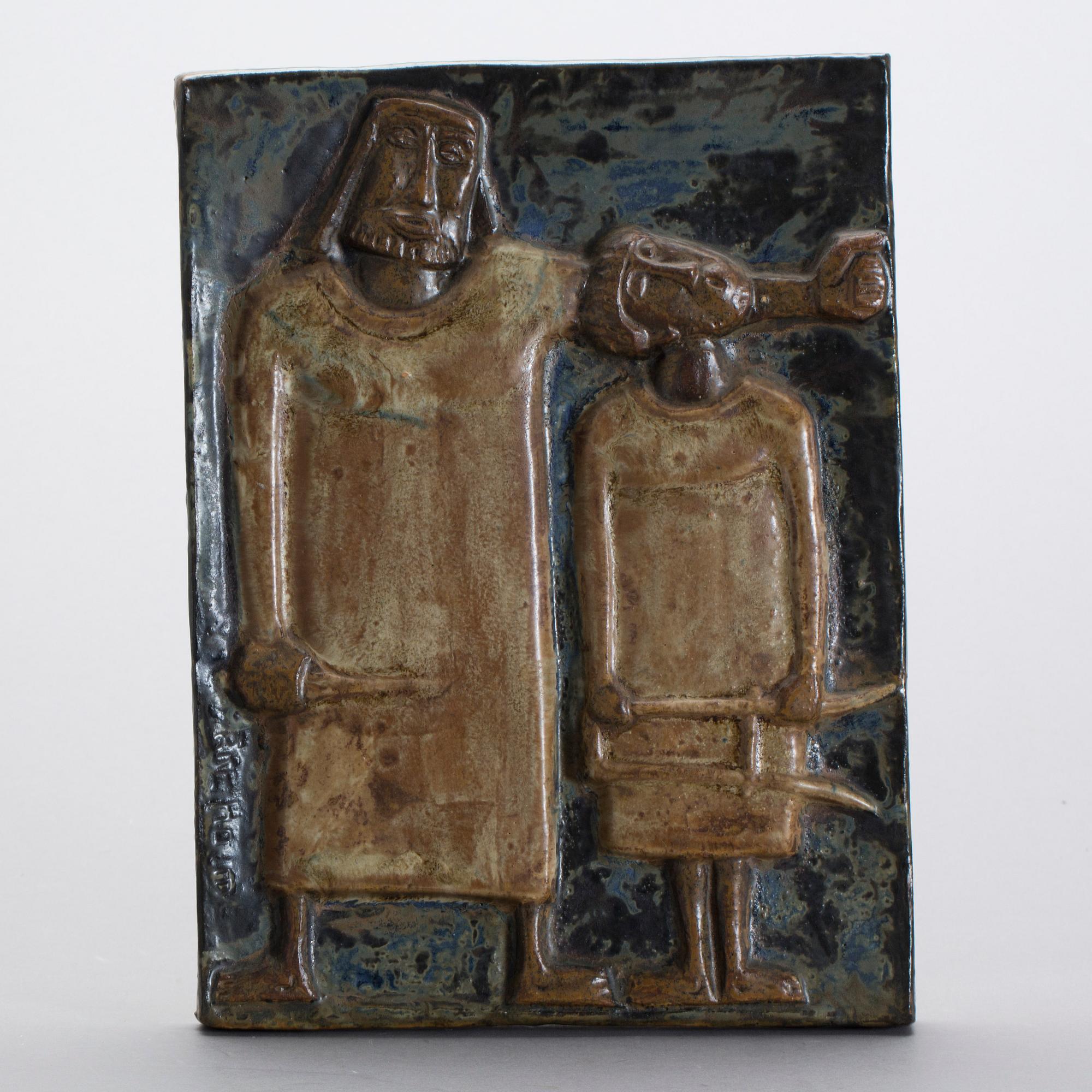 ÅKE HOLM, stengods, relief, signerad.