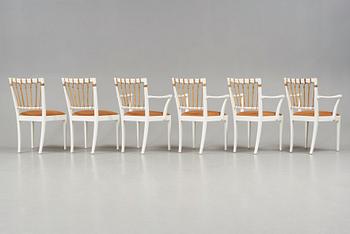 Josef Frank, stolar, 2 st och karmstolar, 4 st, Firma Svenskt Tenn, modell 1165, efter 1985.