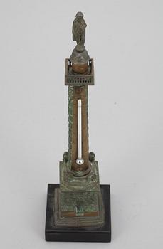 TERMOMETER / SOUVENIR, patinerad brons, Paris Frankrike 1800-tal.