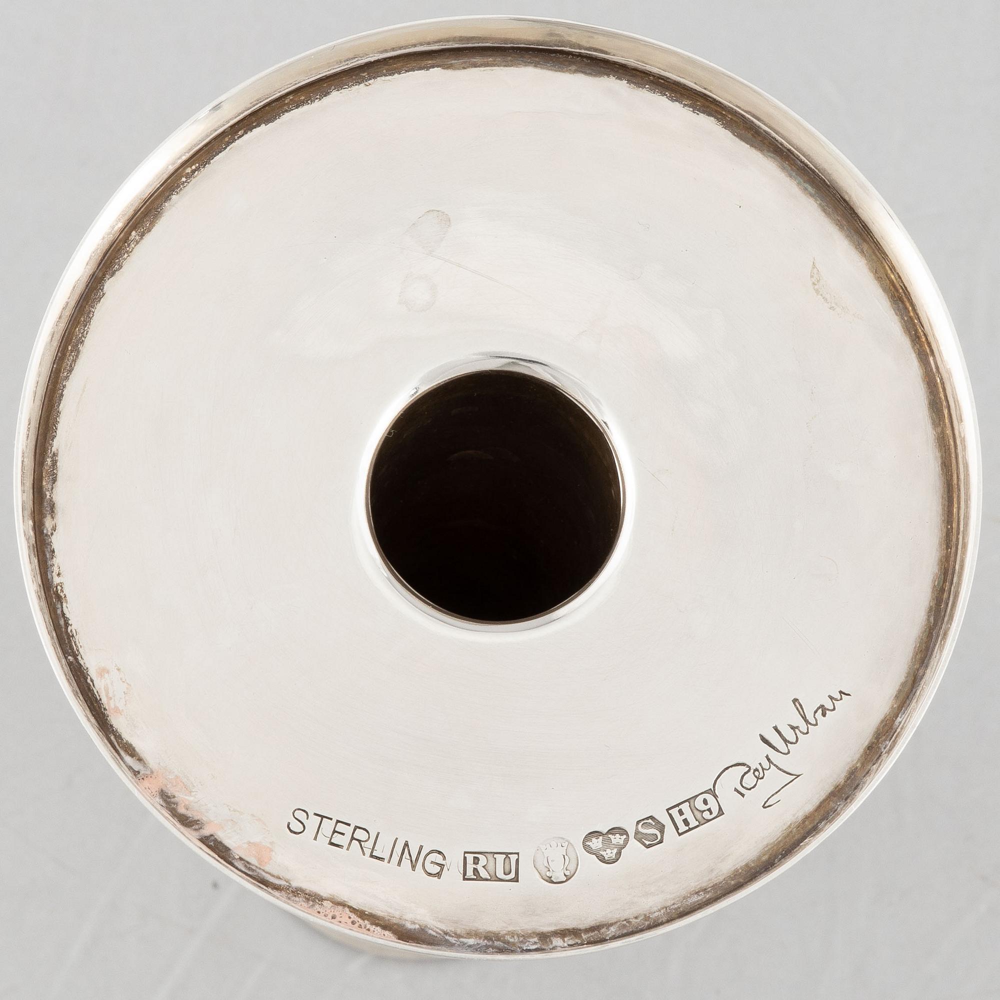 Rey Urban, a pair of candlesticks, sterling silver, Stockholm 1958.