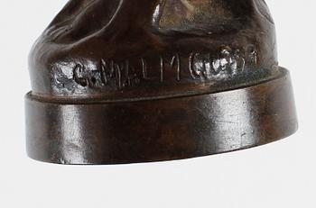 OKÄND KONSTNÄR, skulptur, brons, sign G Malmquist, omkring 1900.