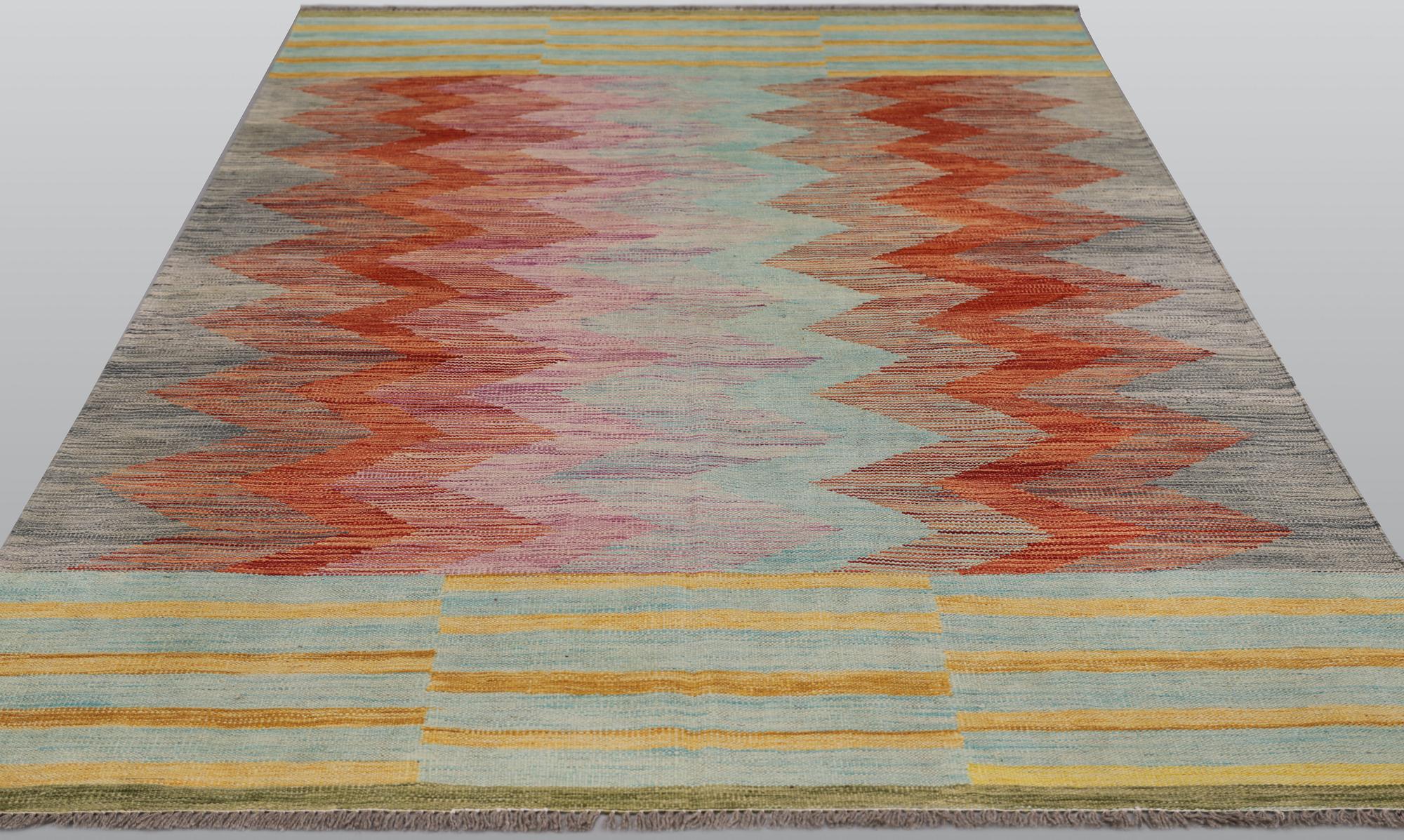 Matta, Kelim, modern design, ca 244 x 173 cm.