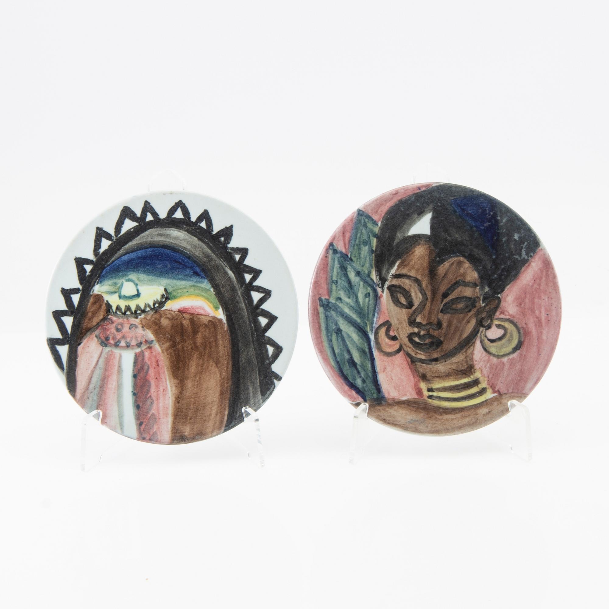 Anita Nylund, Plaquettes 2 pcs, Rörstrand 1949.