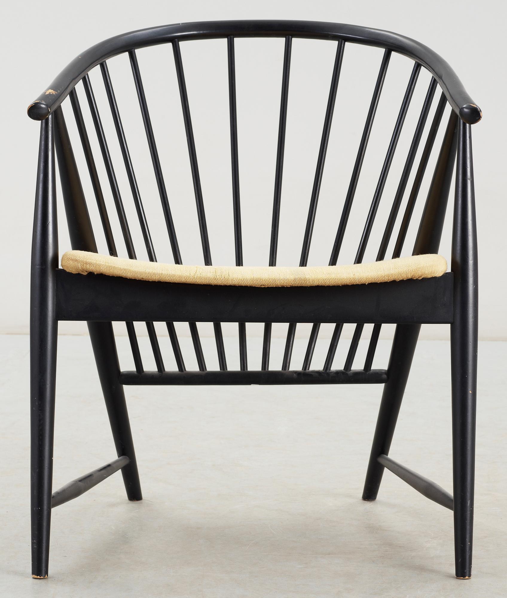 KARMSTOL, "Solfjädern", Sonna Rosén, Nässjö Stolfabrik, formgiven 1948.