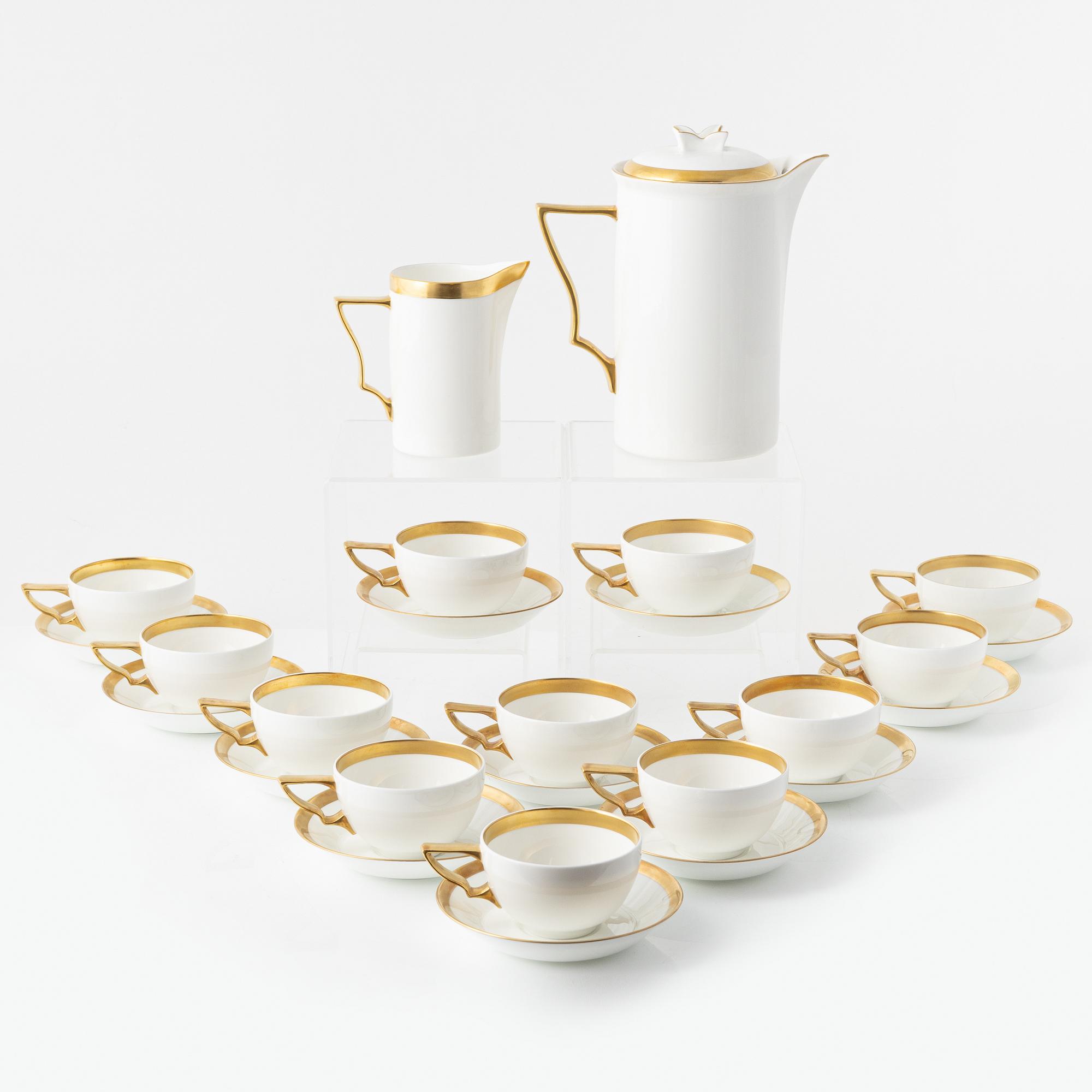 Karin Björquist, kaffeservis, 14 delar, benporslin, "Nobel", Rörstrand.