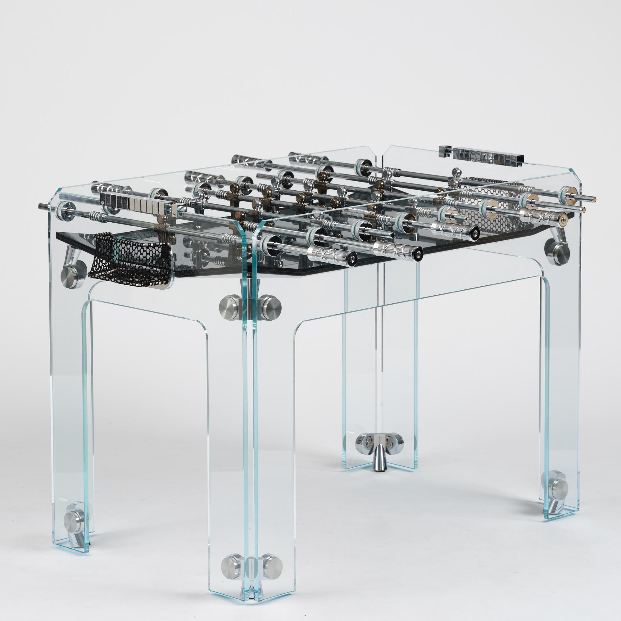Adriano Design, foosball table, "Cristallino Classic", Teckell, Italy.