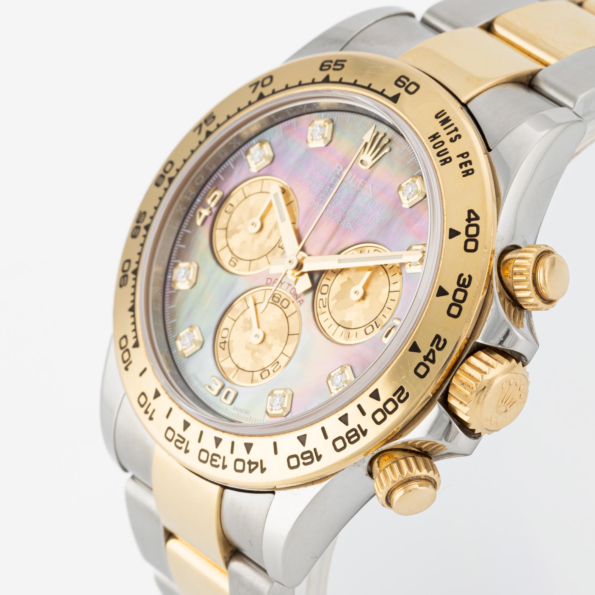 Rolex, Cosmograph, Daytona, "Tahitian MOP Gold Crystals Dial", wristwatch, 40 mm.