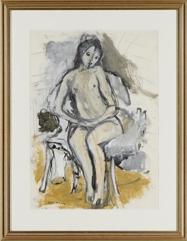 STAFFAN HALLSTRÖM, blandteknik på papper, signerad.