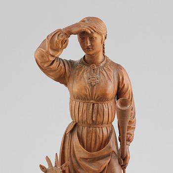 SKULPTUR, trä, monogramsignerad O.G och daterad 1860.