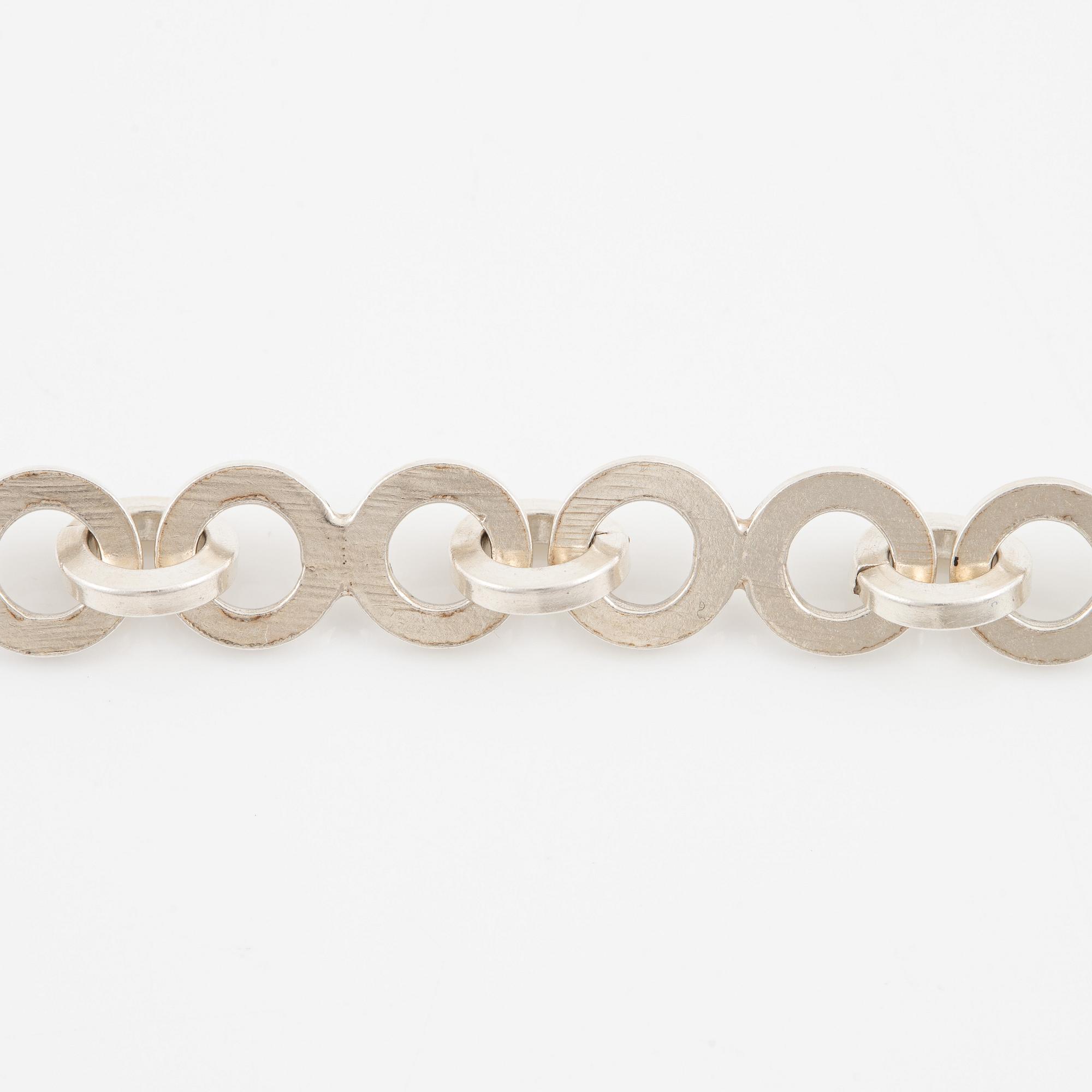 Necklace, sterling silver, round links, attributed to Rey Urban.