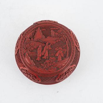 A Chinese red lacquered box, 20th century.