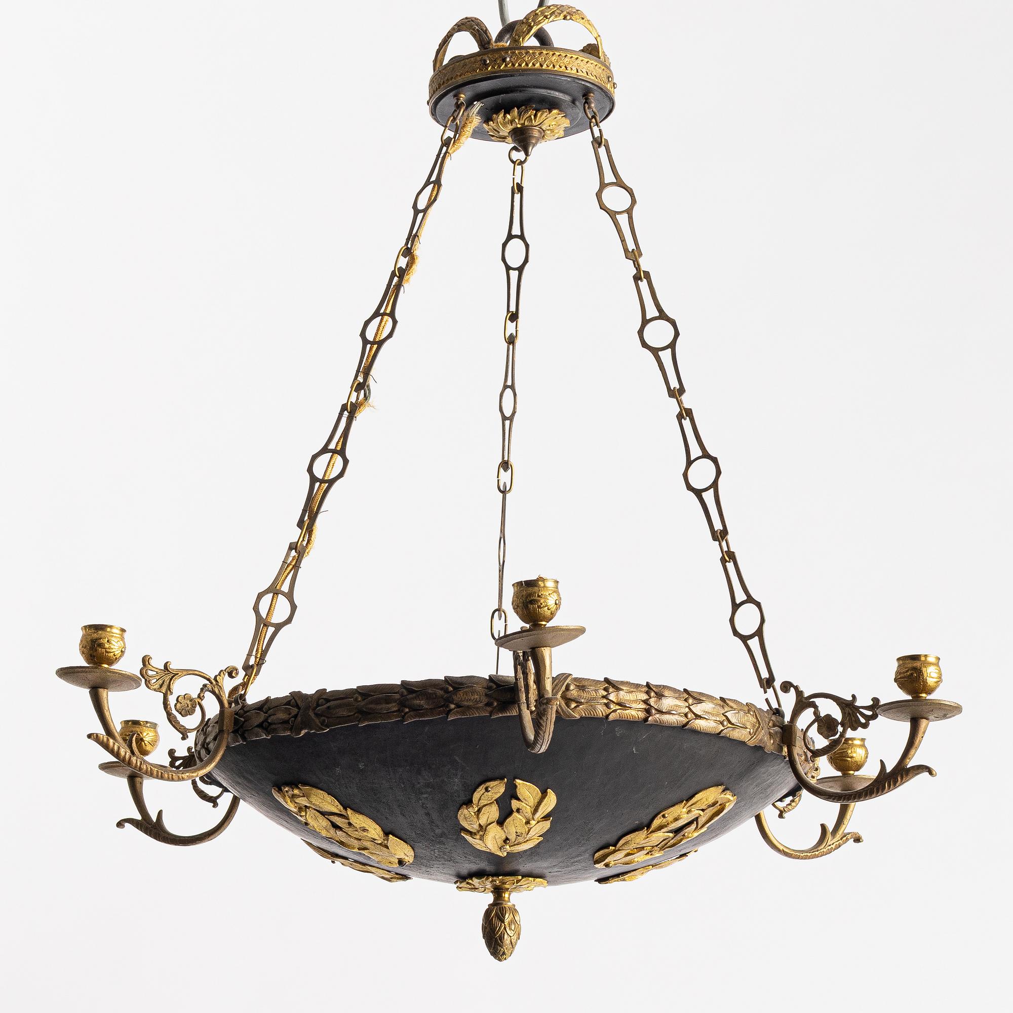 An Empire style chandelier, circa 1900.