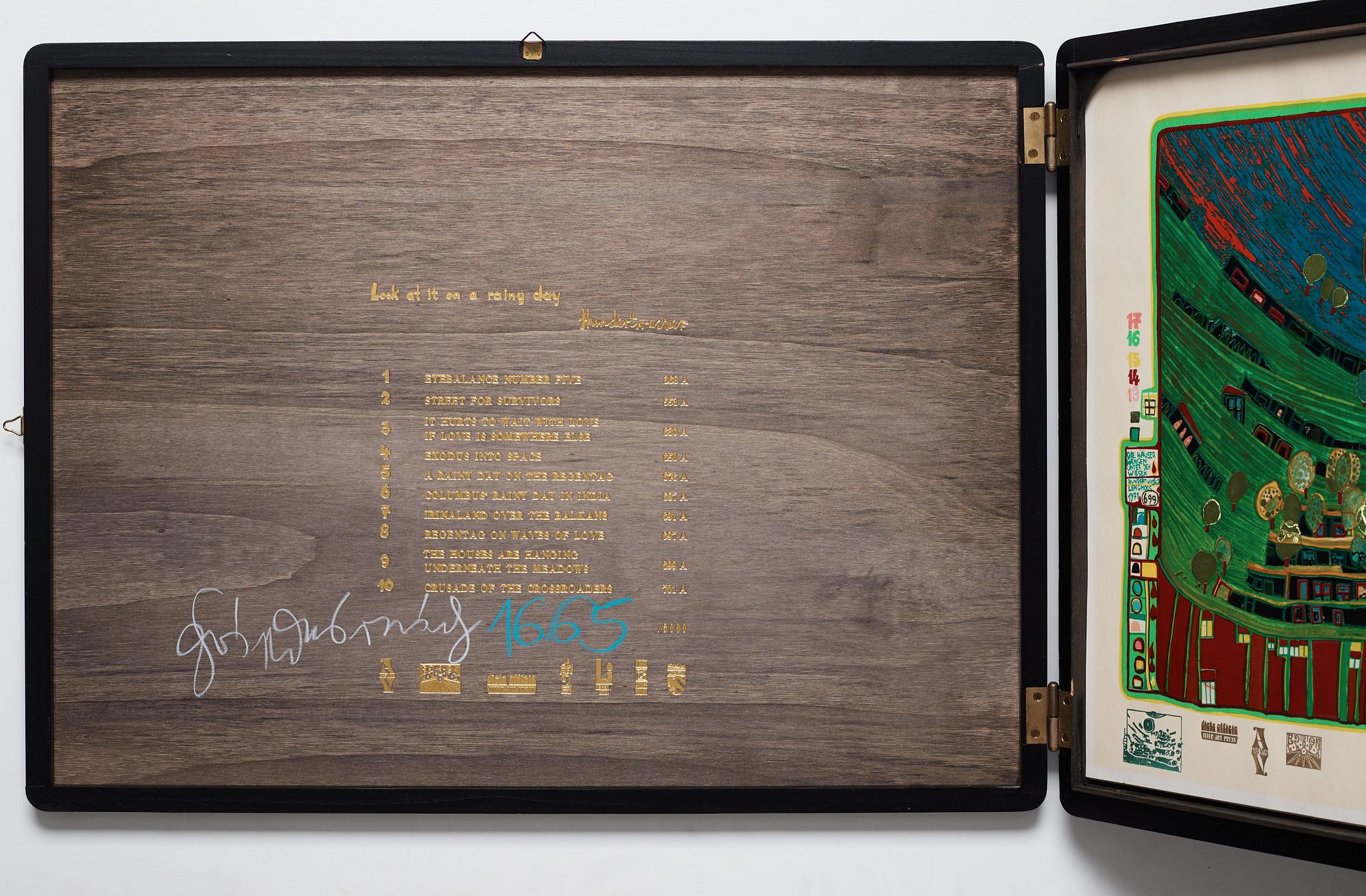 Friedensreich Hundertwasser, "Look at it on a rainy day (The Regentag portfolio)".