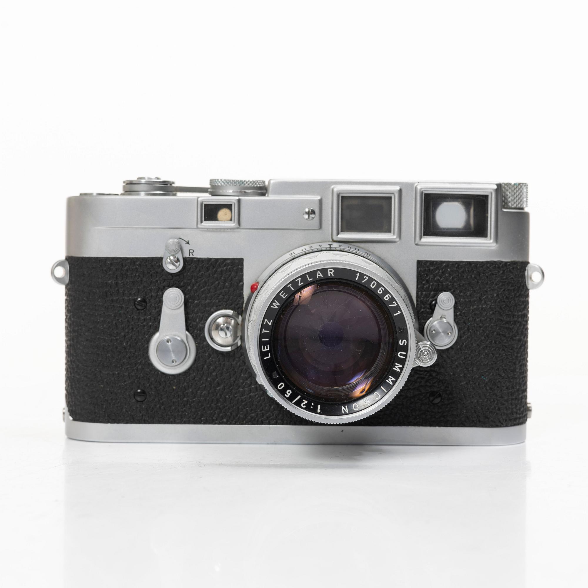 A Leica M3 camera with lens and accessories, Ernst Leitz, Wetzlar, Germany, 1960.