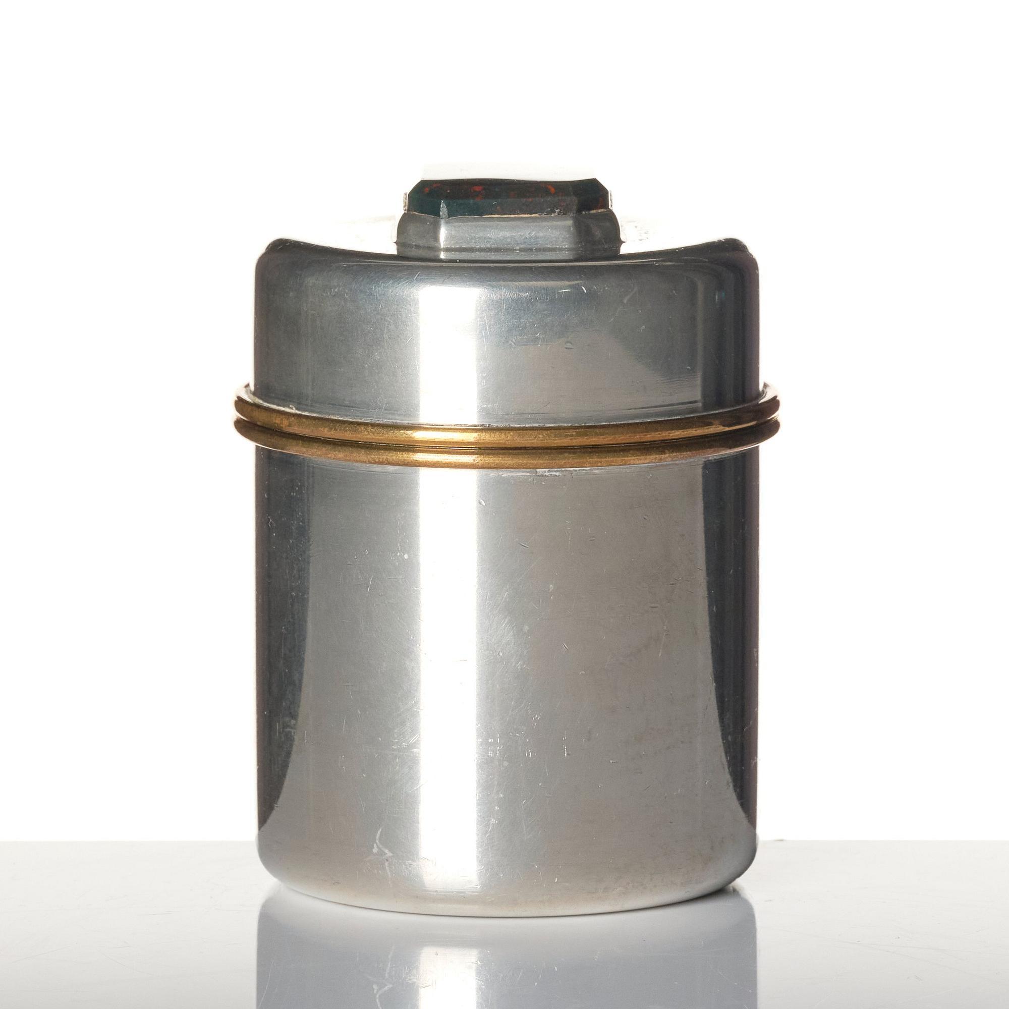 Estrid Ericson, a pewter and heliotrope lidded jar model "A 1485", Firma Svenskt Tenn, Stockholm 1952.
