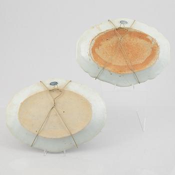 Two similar Chinese export porcelain chargers, Qing dynasty, Qianlong (1736-95).