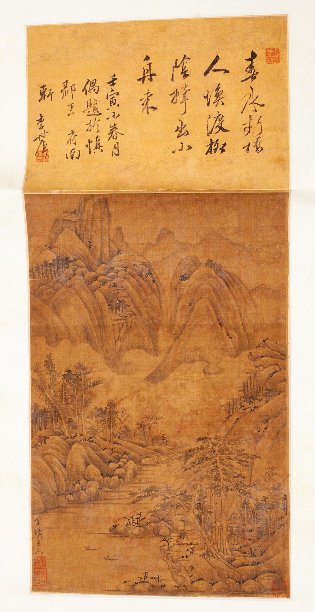 A scroll painting by unidentified artist, ink and colour on paper.