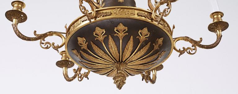 An Empire-style second half 19th century six-light hanging lamp.