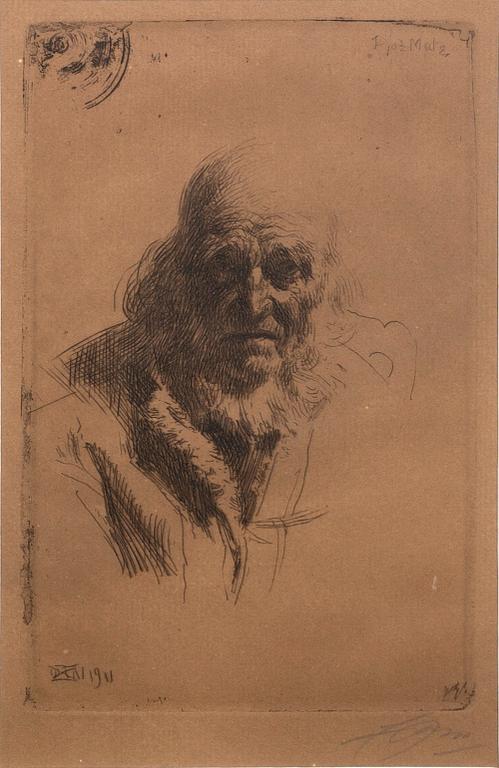 Anders Zorn, a signed etching from 1911.