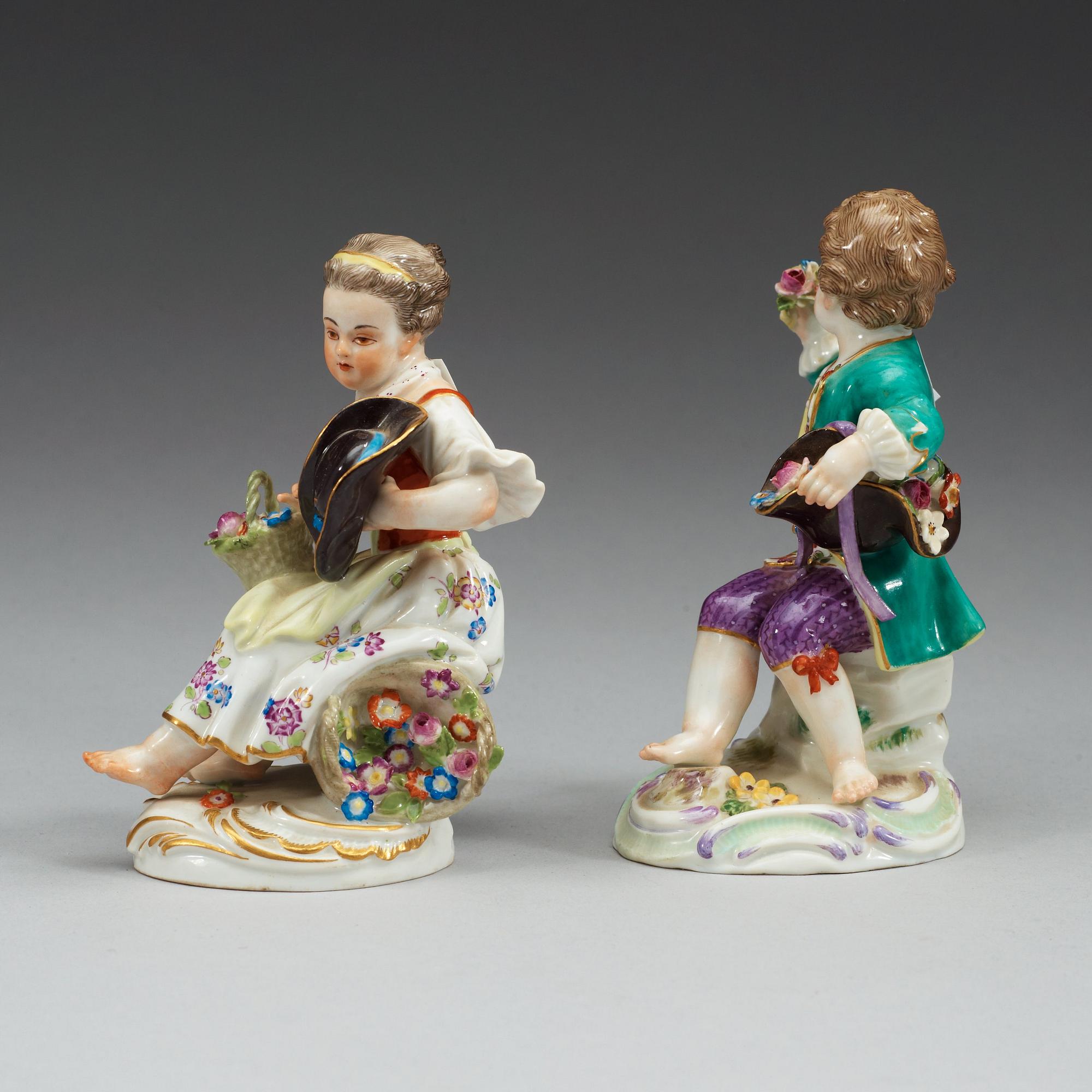 FIGURINER, två stycken, porslin. Meissen, 1900-tal.