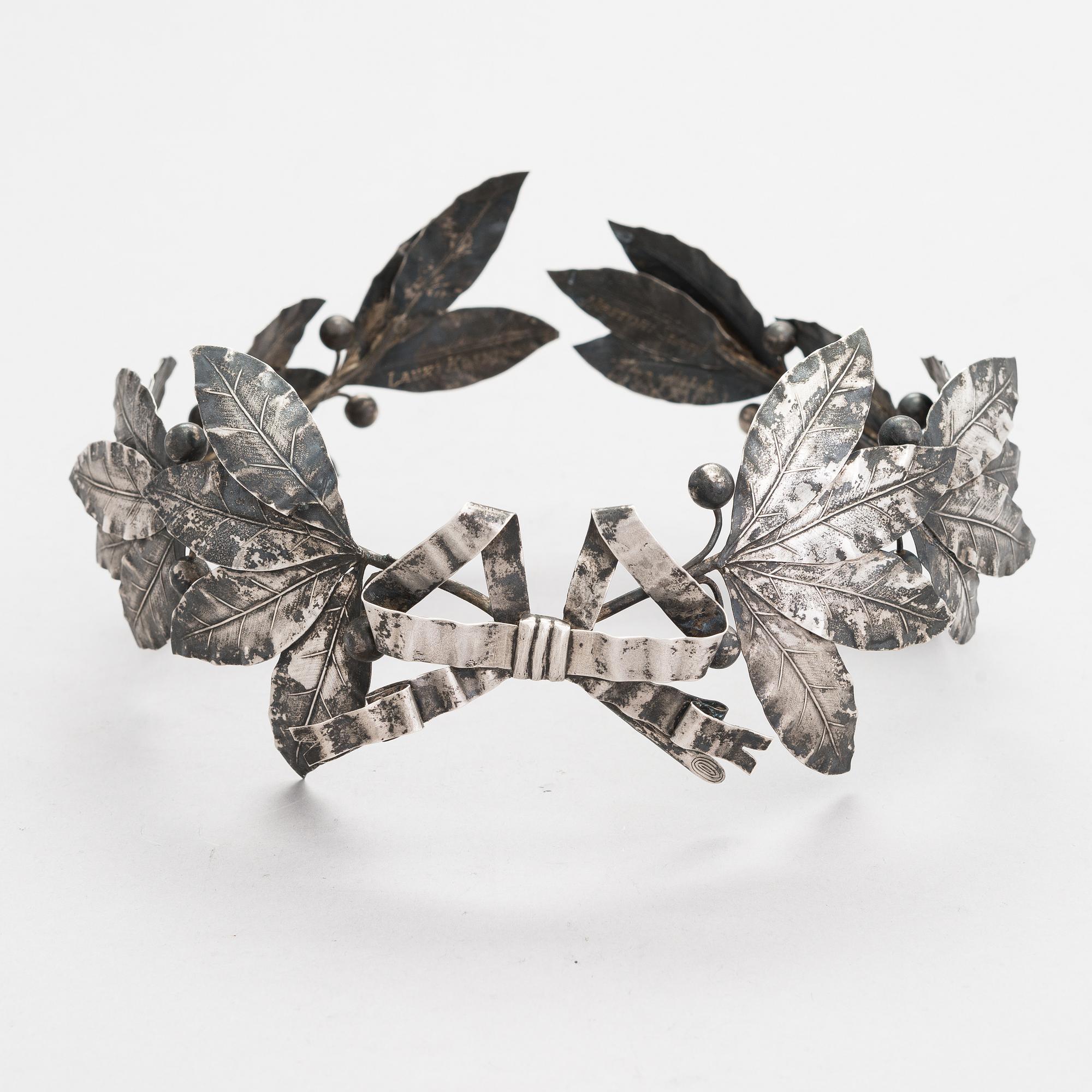A 1930s silver laurel wreath, maker's mark of J.A.Tarkiainen, Vyborg.