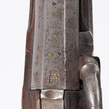 Percussion-lock rifle, converted from flintlock, signed Reichardt Stockholm (Johan R. 1730–1806, master in Stockholm 1767).
