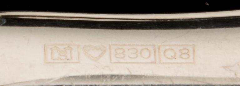 BESTICKUPPSÄTTNING, 18 delar, silver och nysilver, "Chippendale". 1900-talets senare hälft.