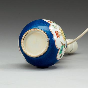 A powder blue and famille verte kalebas vase, Qing dynasty 18th Century.