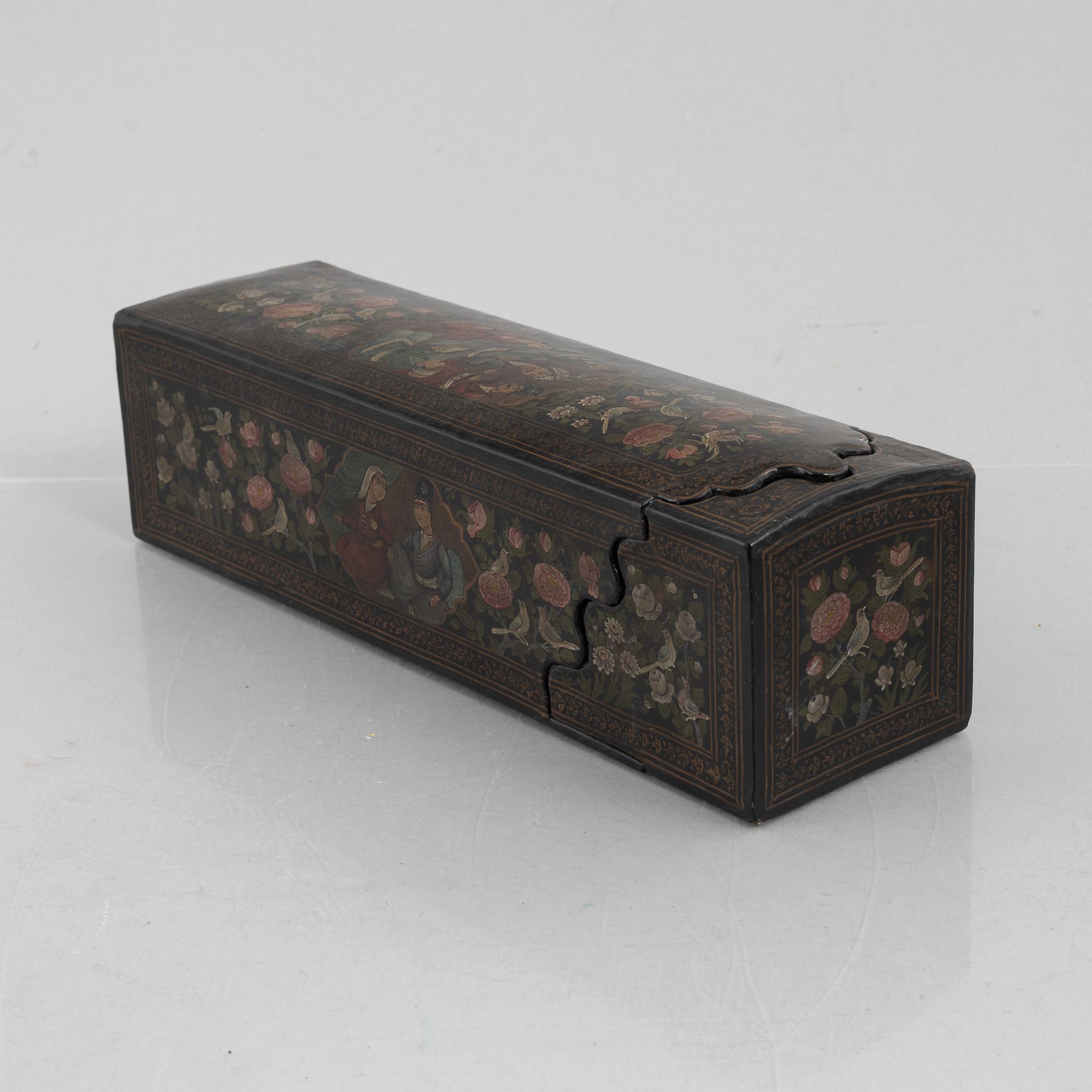 A lacquered papier-maché box, Persia, first half of the 20th century.