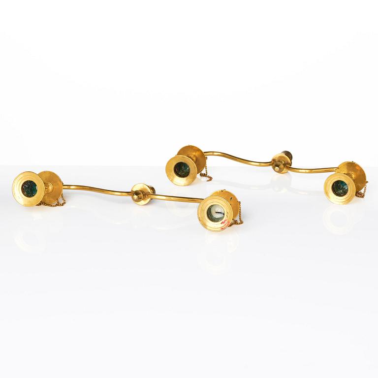 A pair of late Gustavian two-branch candelabra in the manner of F. L. Rung, Stockholm, circa 1800.