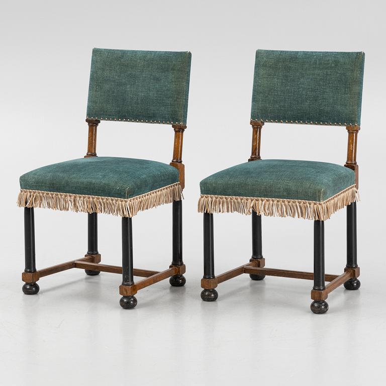 Ten Baroque style chairs, Sweden, 1920's.