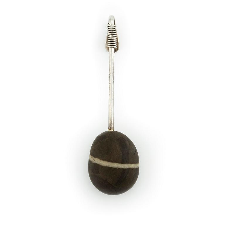 Vivianna Torun Bülow-Hübe, a pendant, silver with a natural stone, excecuted in her own studio, most likely 1950's.