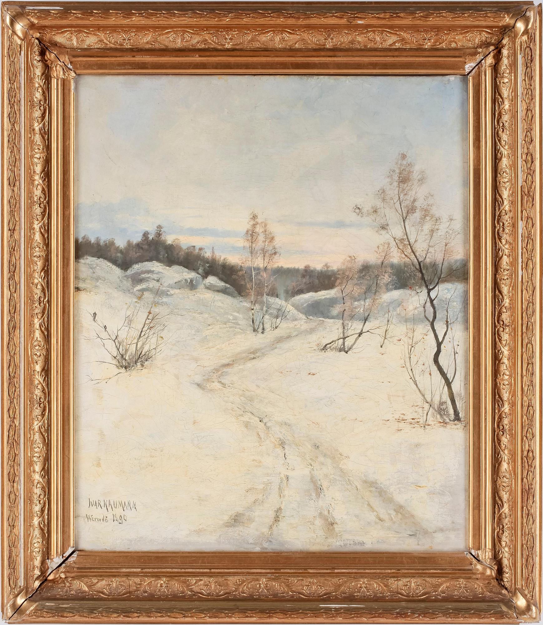IVAR NAUMANN, olja på pannå, sign o dat 1890.