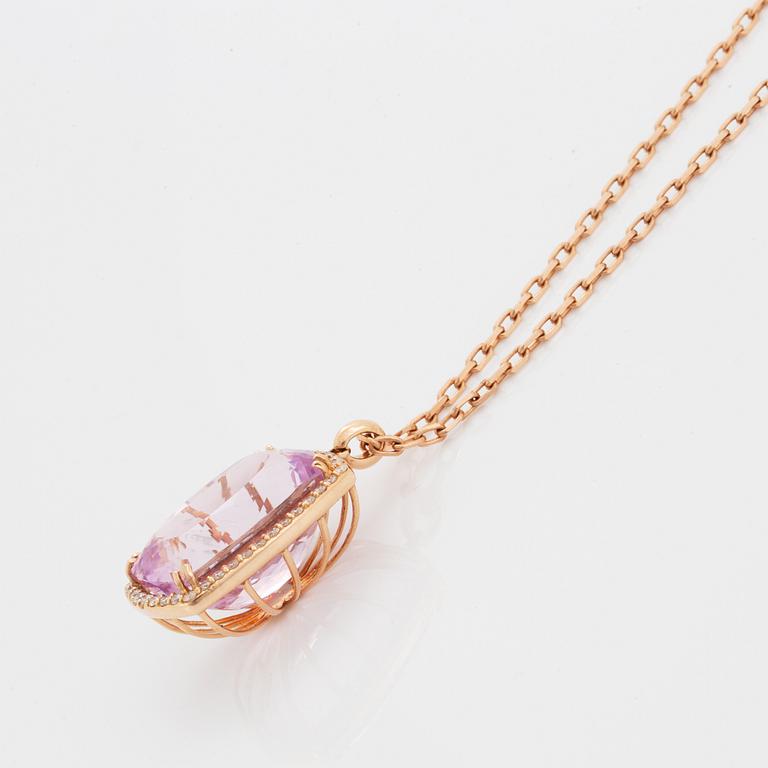 Kunzite and diamond necklace.