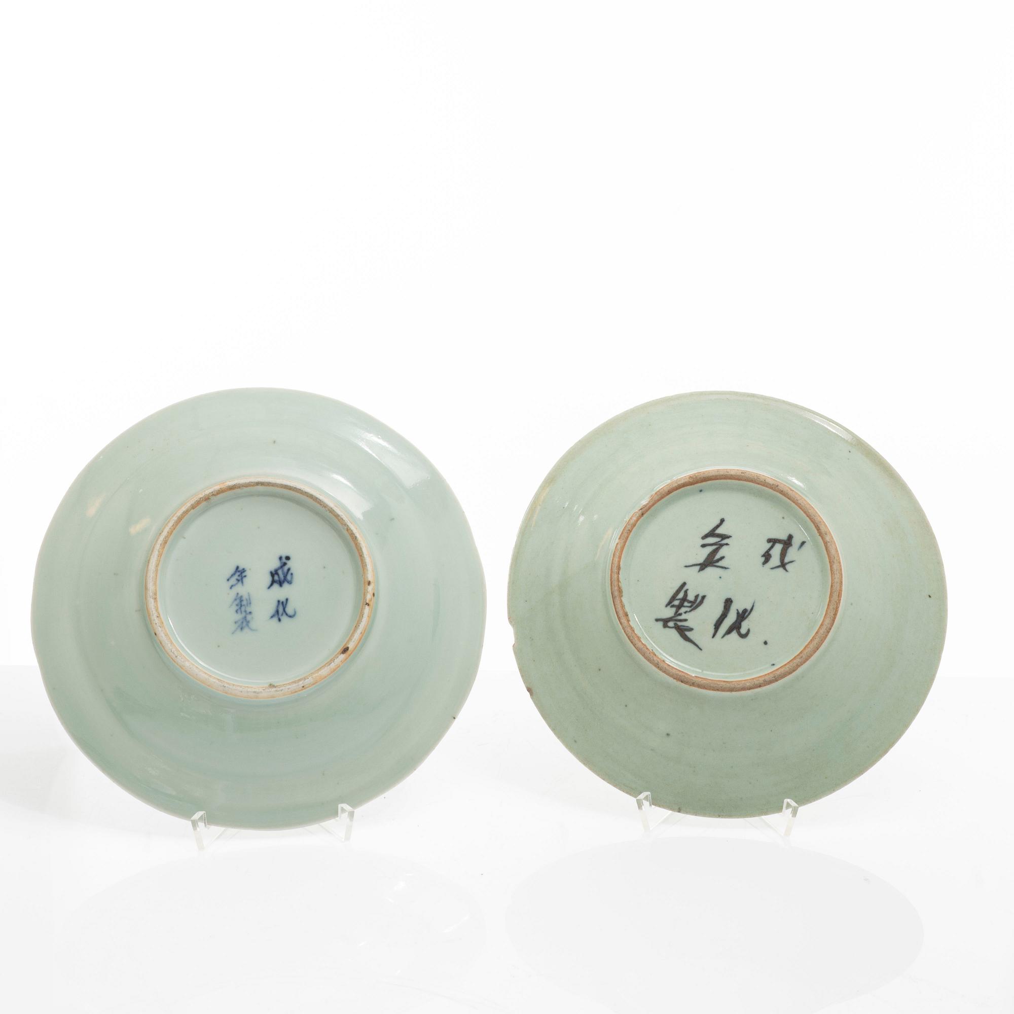 Tallrikar, 10 st, porslin, Kina, 1800-tal.