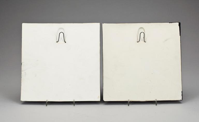 VÄGGPLATTOR, stengods, 2 st, Lisa Larson, Gustavsberg, 1962-1967.