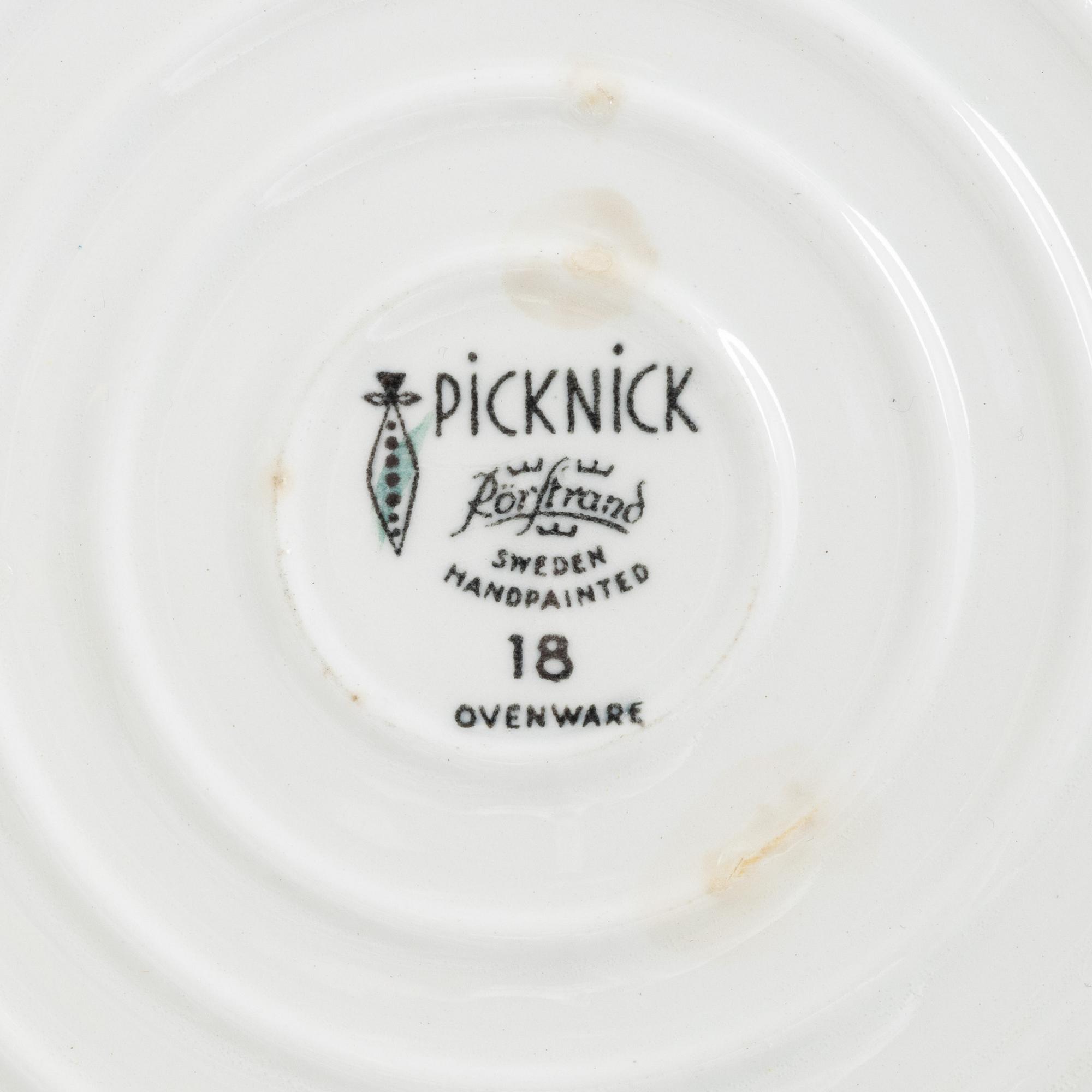 Marianne Westman, four pieces of "Picknick" flintware, Rörstrand, Sweden, 1950's/60's.