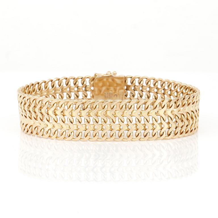 ARMBAND, 18K guld, Kjell H Nordlinder, Stockholm, 2008. Vikt ca 48g.