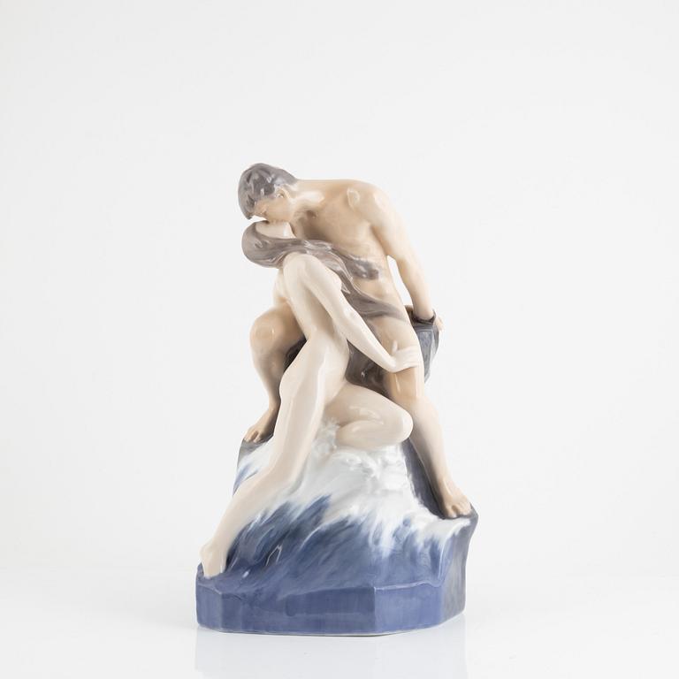 Theodor Lundberg, sculpture, porcelain, "Vågen och Stranden", Royal Copenhagen.