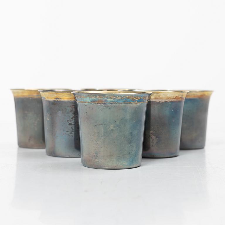 Six small silver cups, AB Sam Pettersson, Linköping, Sweden, 1946.