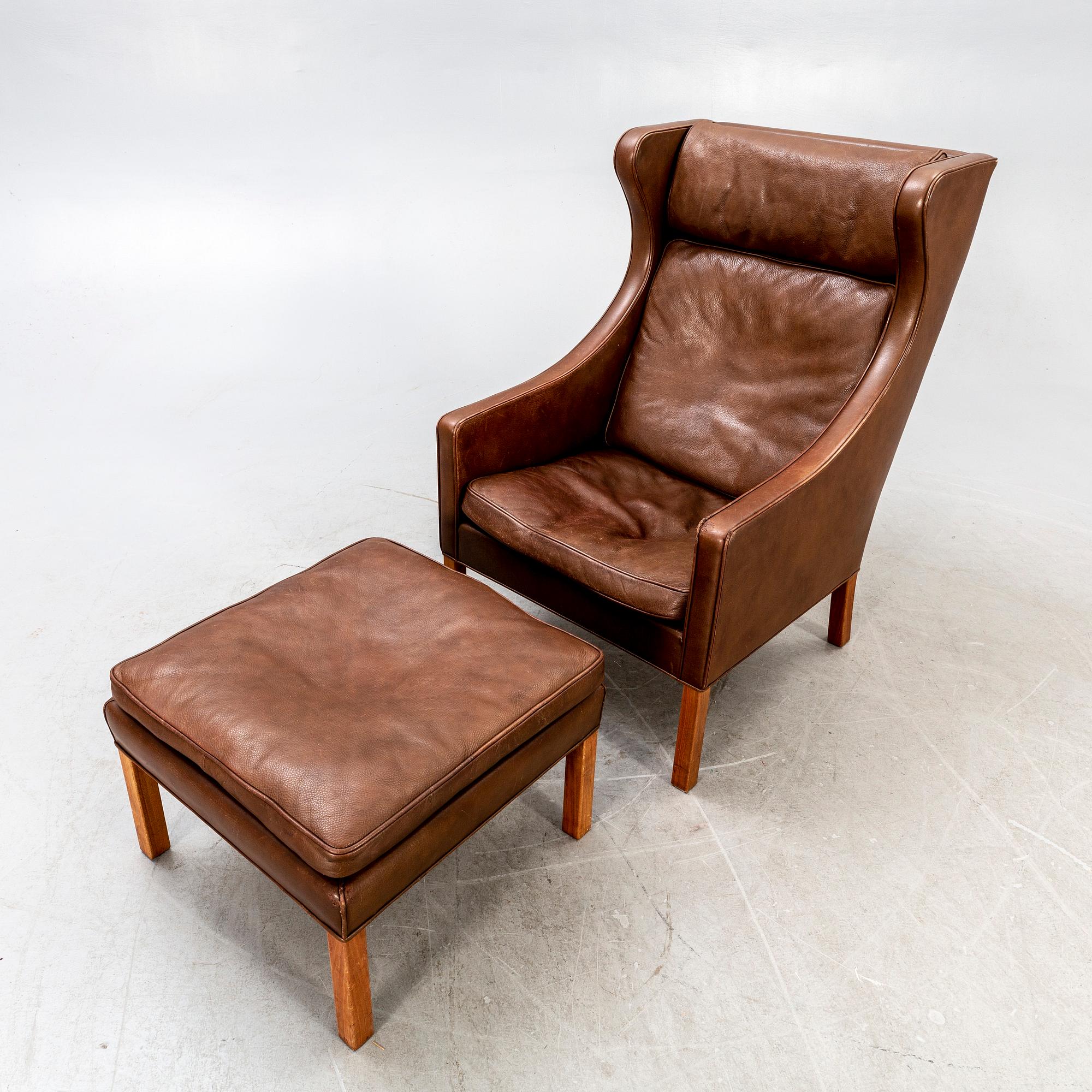 Børge Mogensen, armchair and stool model 2204  later part of the 20th century.