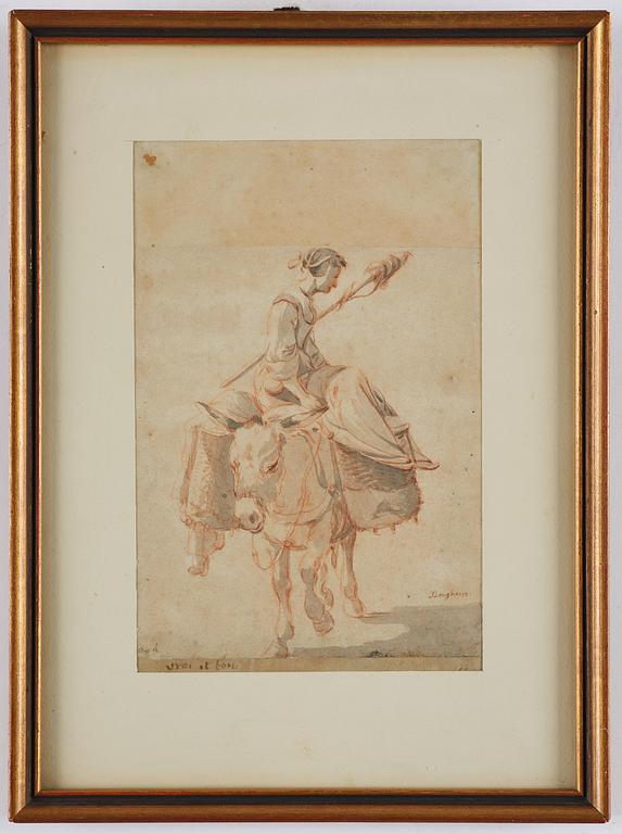 Nicolaes Berchem, Translation: "Woman on a donkey".