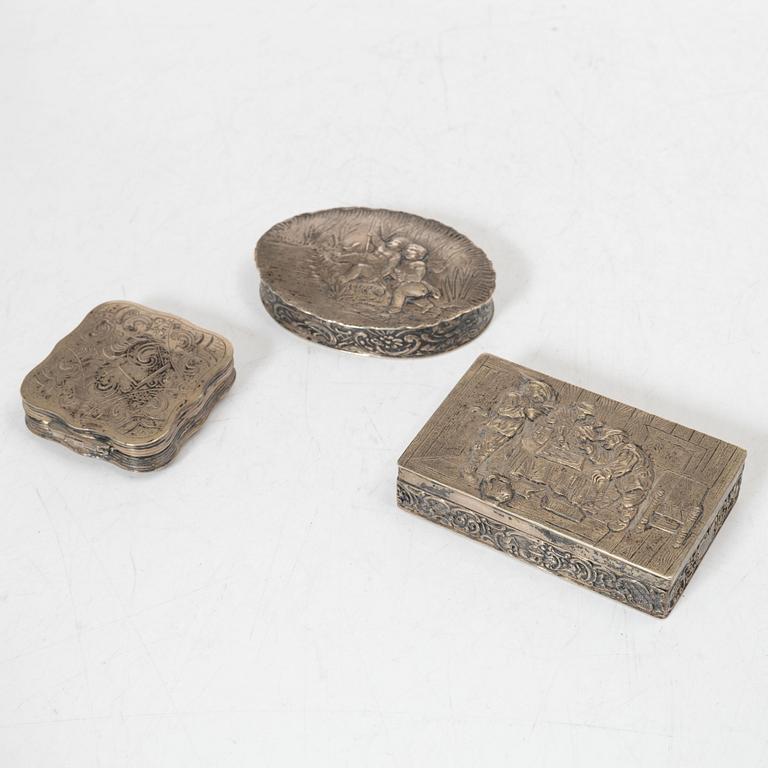 Boxes, 9 pcs, silver, 19th-20th century.