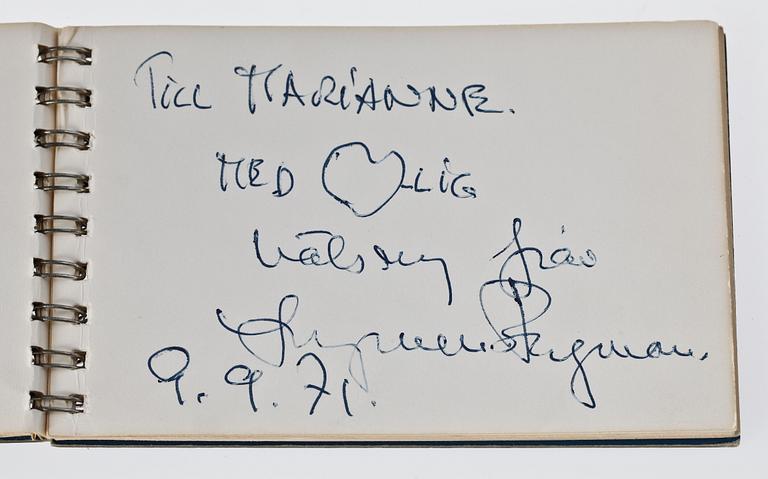 AUTOGRAFHÄFTE, från inspelningen av "Viskningar och rop" av Ingmar Bergman 1971.
