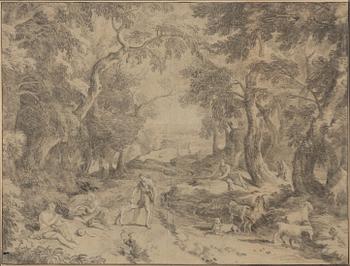 Jan Joost van Cossiau, Pastoalt landskap med vilande herdar.