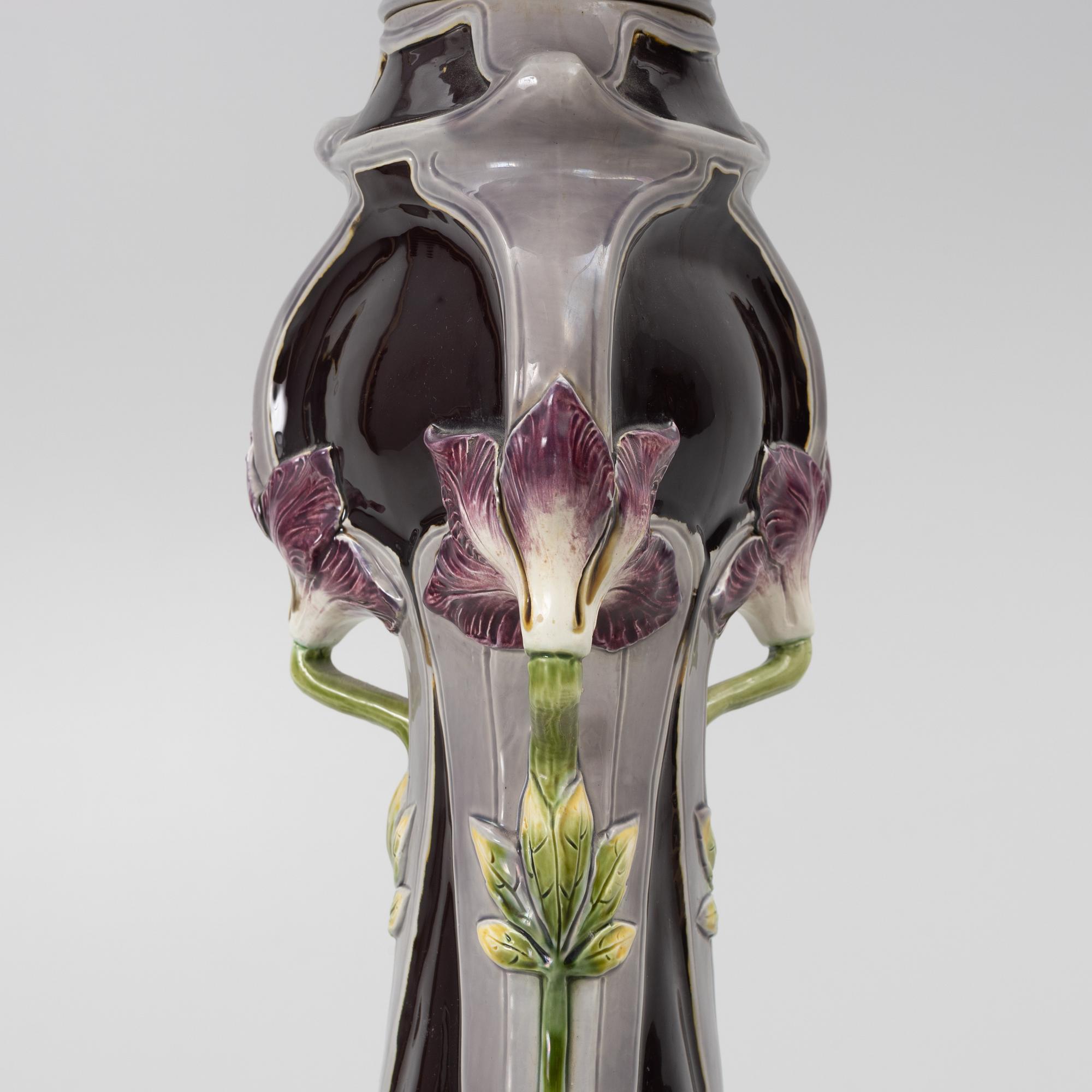 Pedestal with planter, Art Nouveau, R. M. Krause Majolika- und Steingut-Fabrik, early 20th Century.