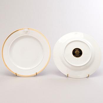 VERSACE Ikarus, Médaillon Méandre d'Or 2 + 2 porcelain plates with a coffee cup by Rosenthal.