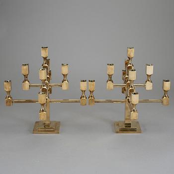 KANDELABRAR, ett par, mässing, Gusum, 1900-tal.